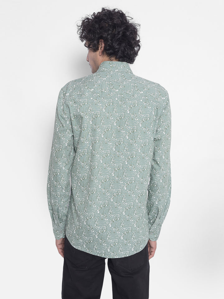 Green Floral Shirt-Men Shirts-Crimsoune Club
