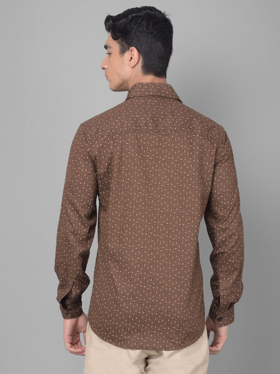 Brown Printed Shirt-Men Shirts-Crimsoune Club