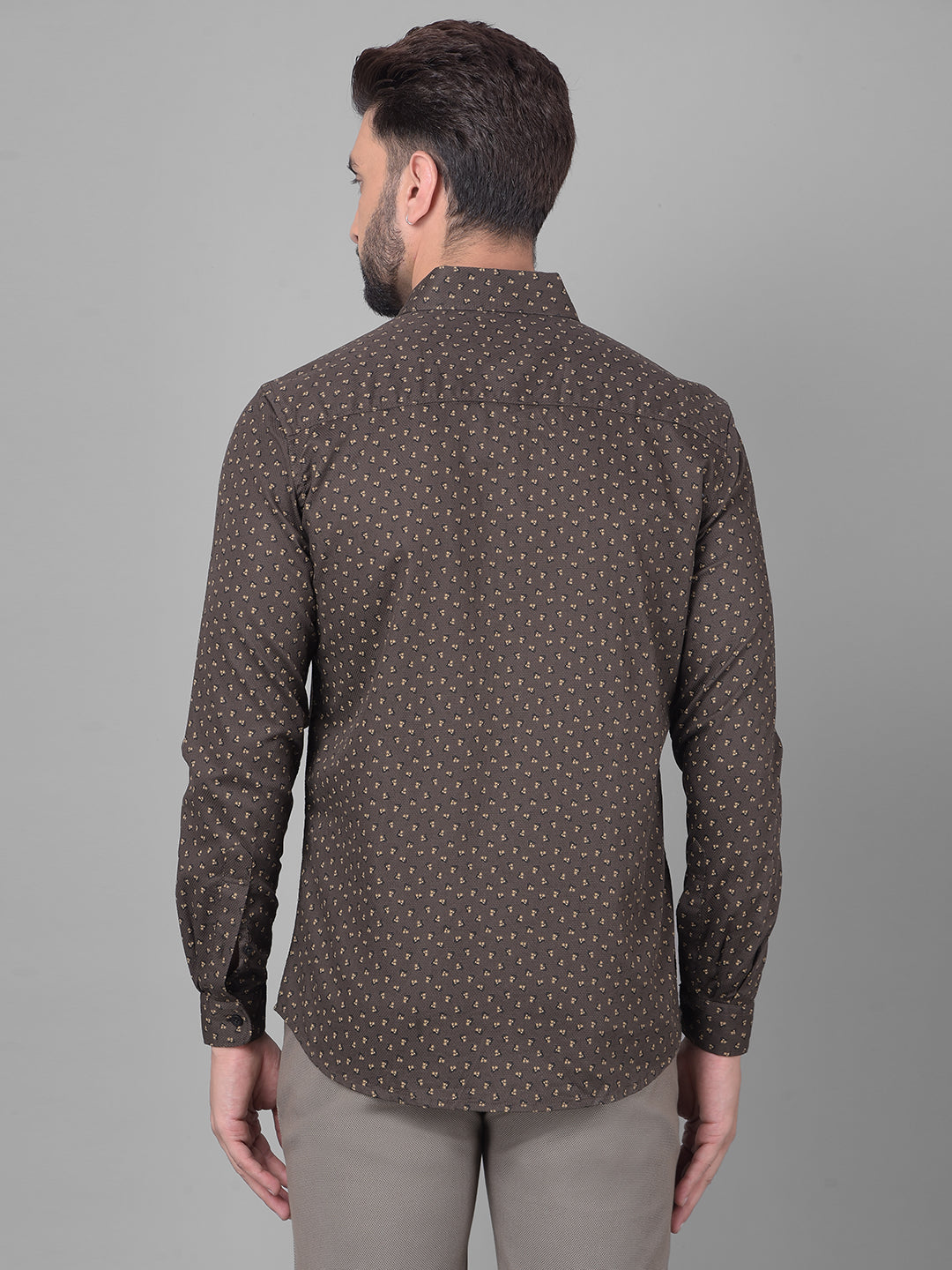 Brown Printed Shirt-Men Shirts-Crimsoune Club