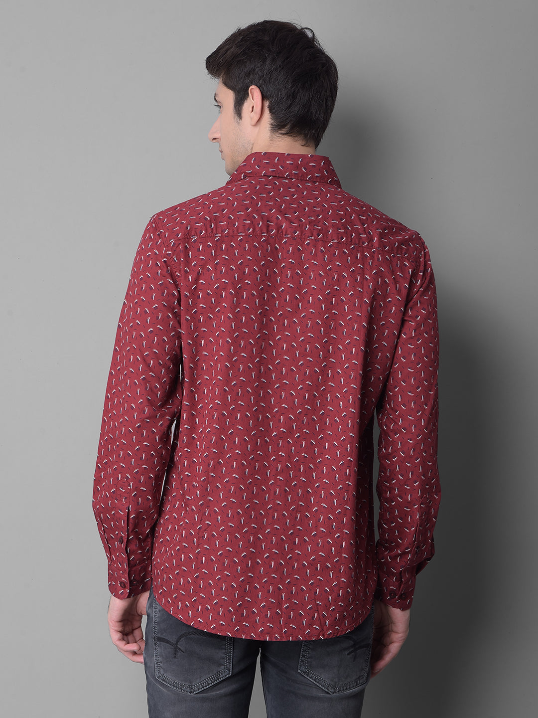 Maroon Printed Shirt-Men Shirts-Crimsoune Club