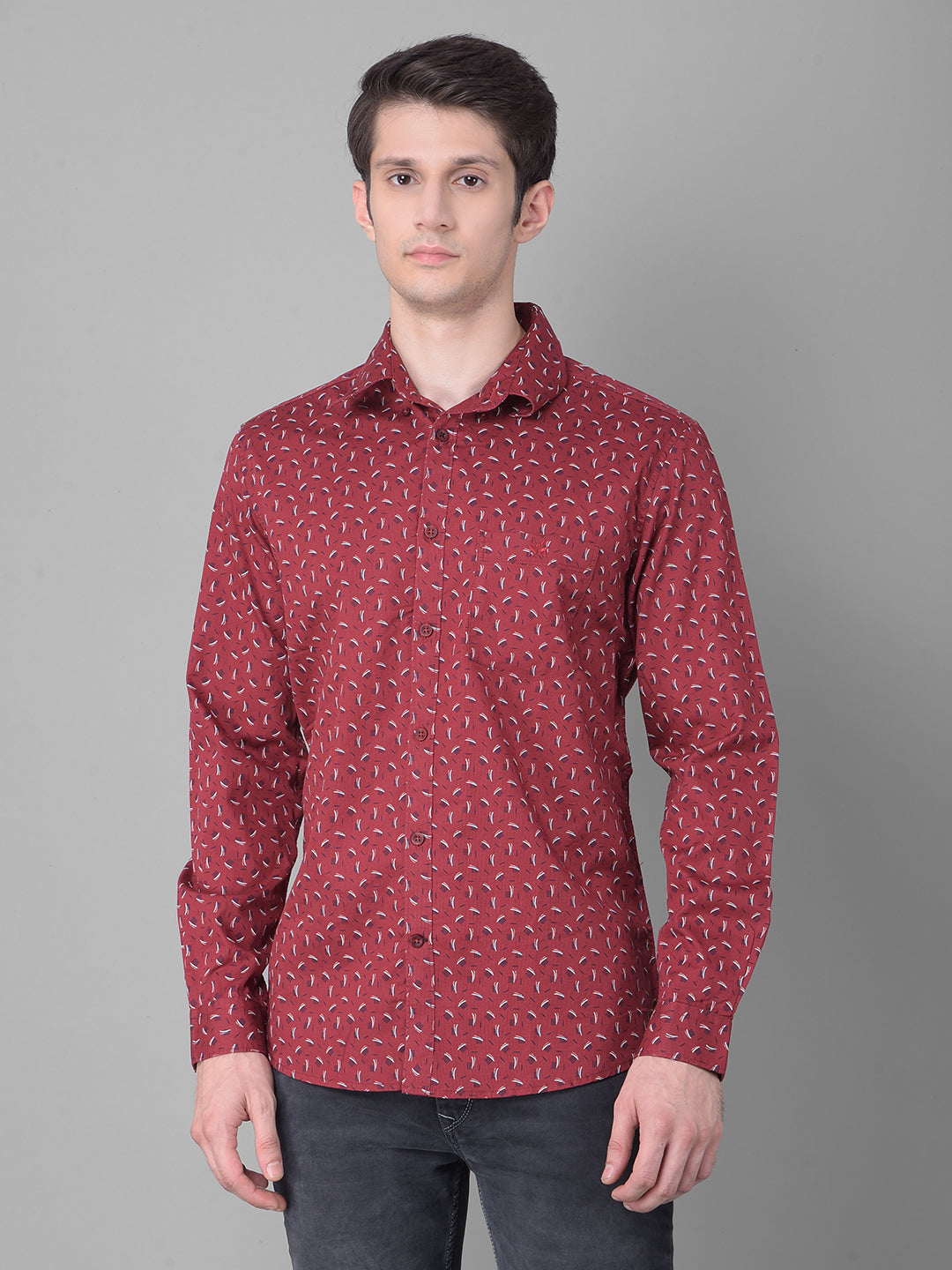 Maroon Printed Shirt-Men Shirts-Crimsoune Club