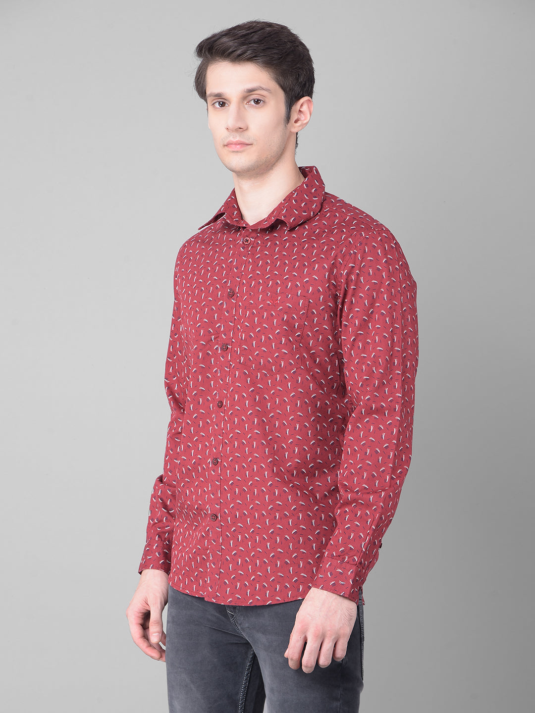 Maroon Printed Shirt-Men Shirts-Crimsoune Club