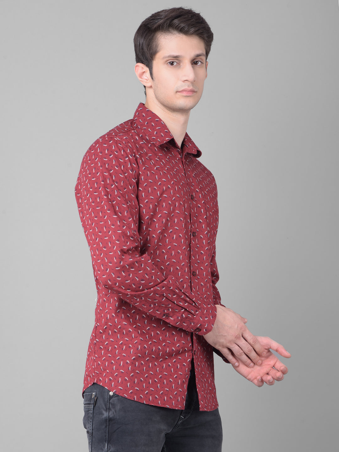 Maroon Printed Shirt-Men Shirts-Crimsoune Club