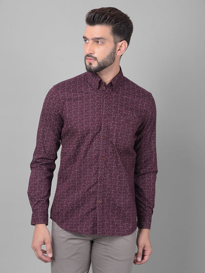 Wine Printed Shirt-Men Shirts-Crimsoune Club