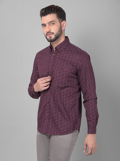Wine Printed Shirt-Men Shirts-Crimsoune Club