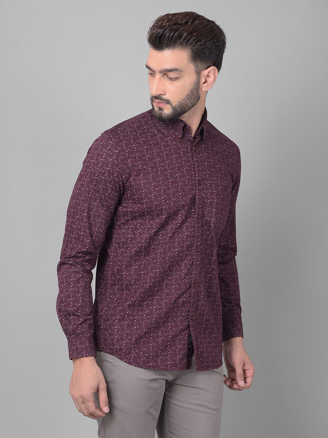 Wine Printed Shirt-Men Shirts-Crimsoune Club