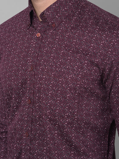 Wine Printed Shirt-Men Shirts-Crimsoune Club
