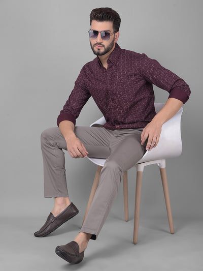 Wine Printed Shirt-Men Shirts-Crimsoune Club