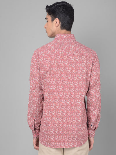 Peach Printed Shirt-Men Shirts-Crimsoune Club