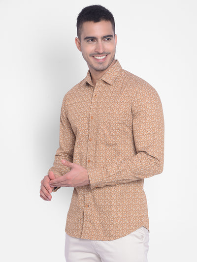 Beige Printed Shirt-Men Jeans-Crimsoune Club