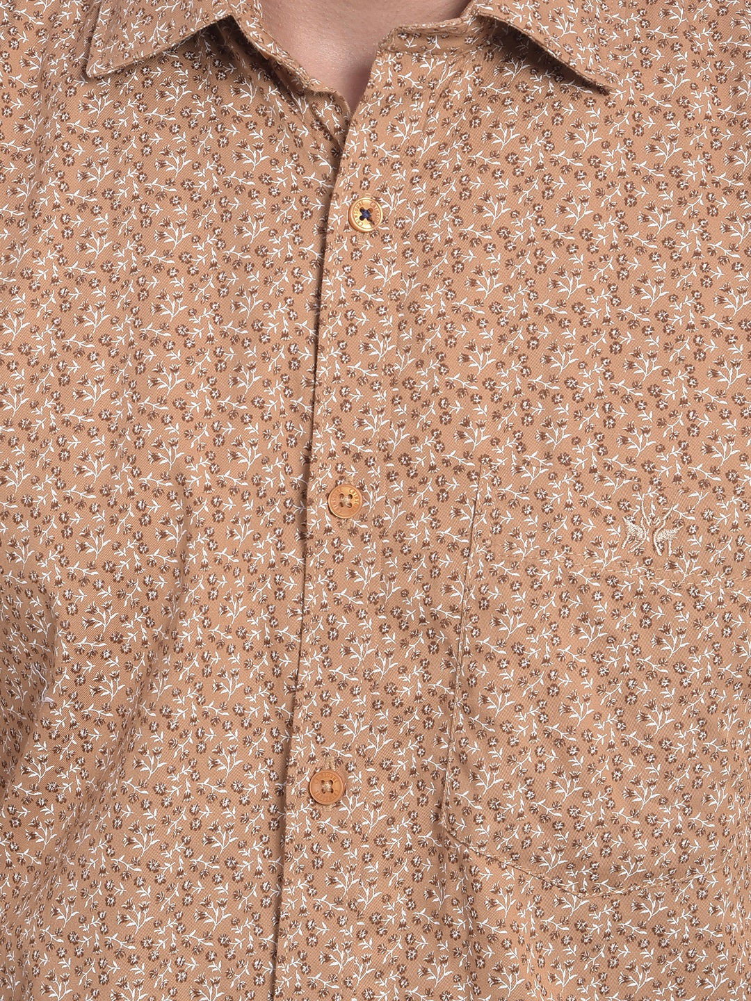Beige Printed Shirt-Men Jeans-Crimsoune Club