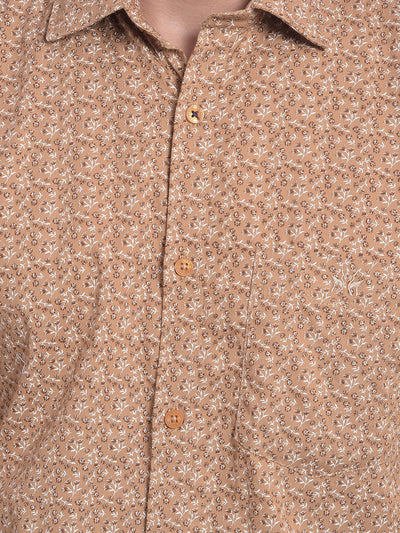 Beige Printed Shirt-Men Jeans-Crimsoune Club