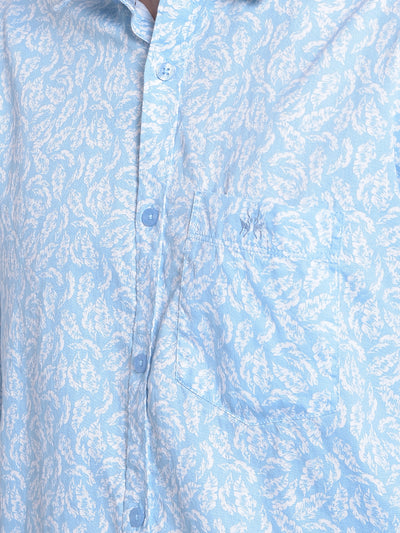 Blue Floral Shirt-Men Shirts-Crimsoune Club