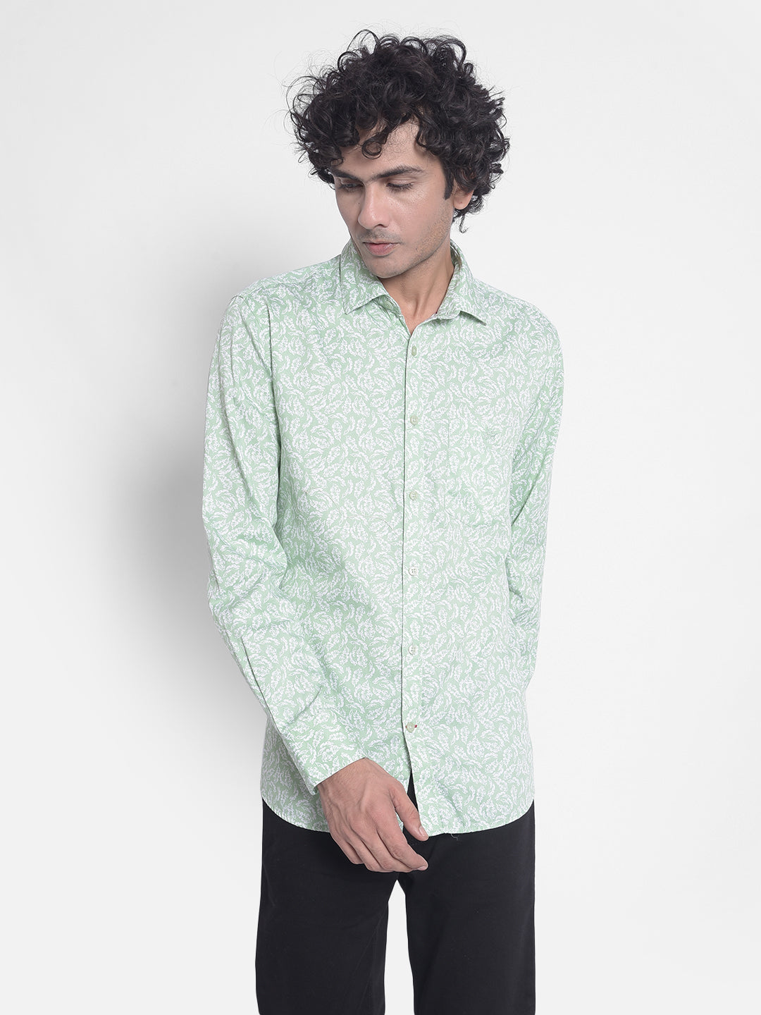 Green Printed Shirt-Men Shirts-Crimsoune Club