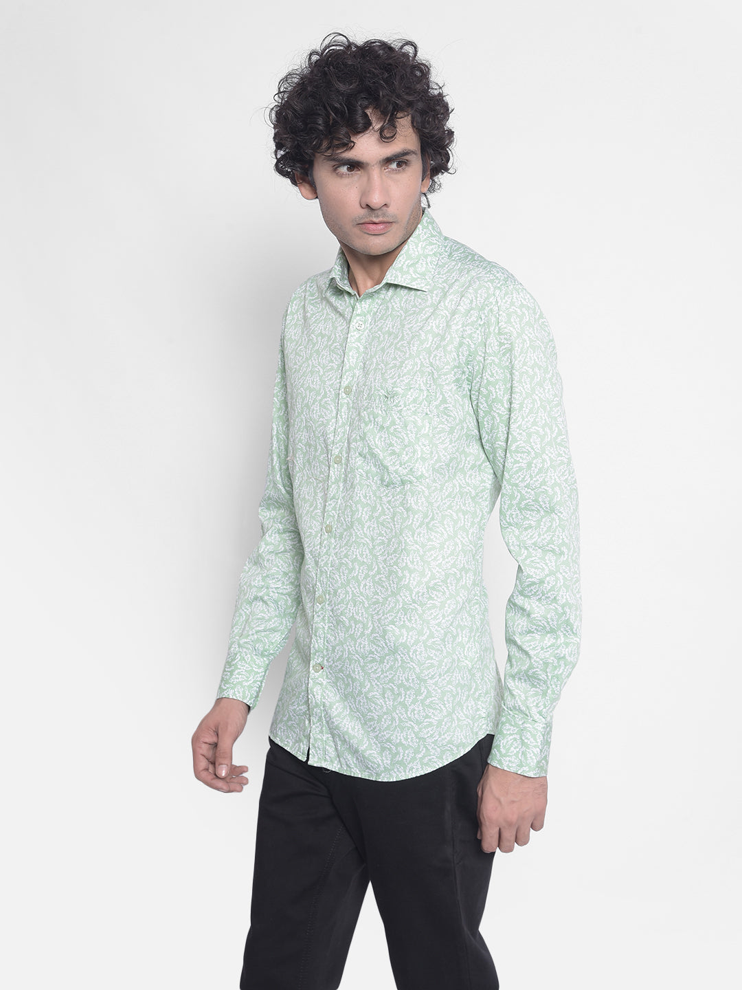 Green Printed Shirt-Men Shirts-Crimsoune Club