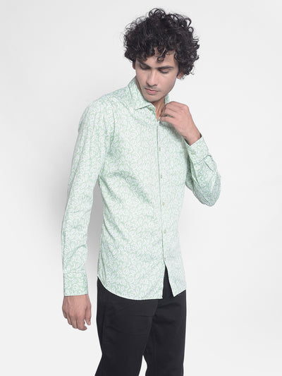 Green Printed Shirt-Men Shirts-Crimsoune Club