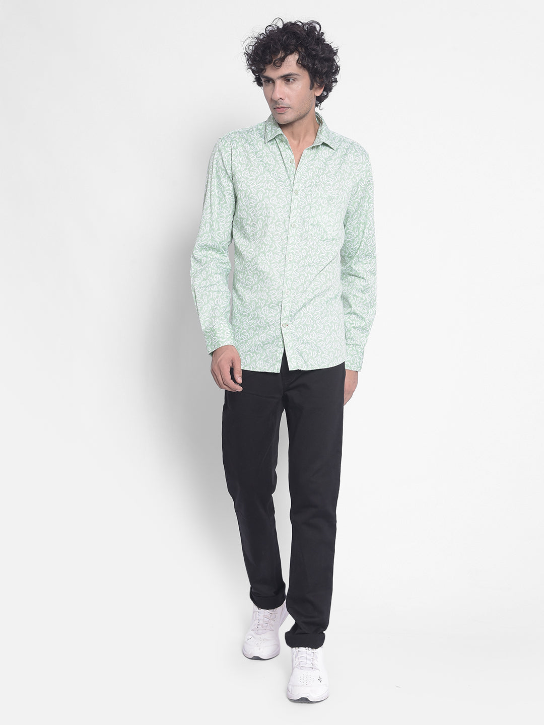 Green Printed Shirt-Men Shirts-Crimsoune Club