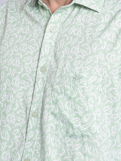 Green Printed Shirt-Men Shirts-Crimsoune Club