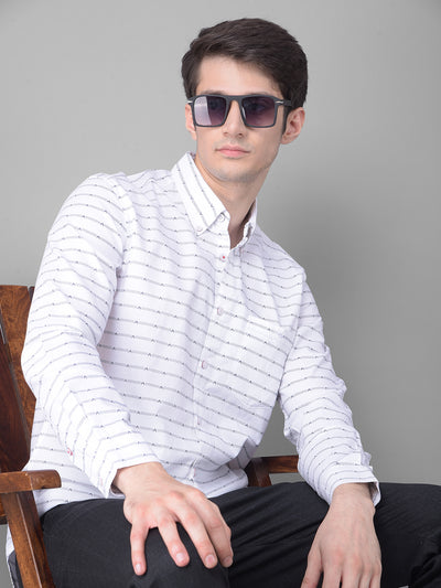 White Printed Shirt-Men Shirts-Crimsoune Club