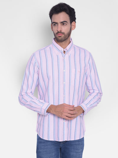 Pink Striped Shirt-Mens Shirts-Crimsoune Club