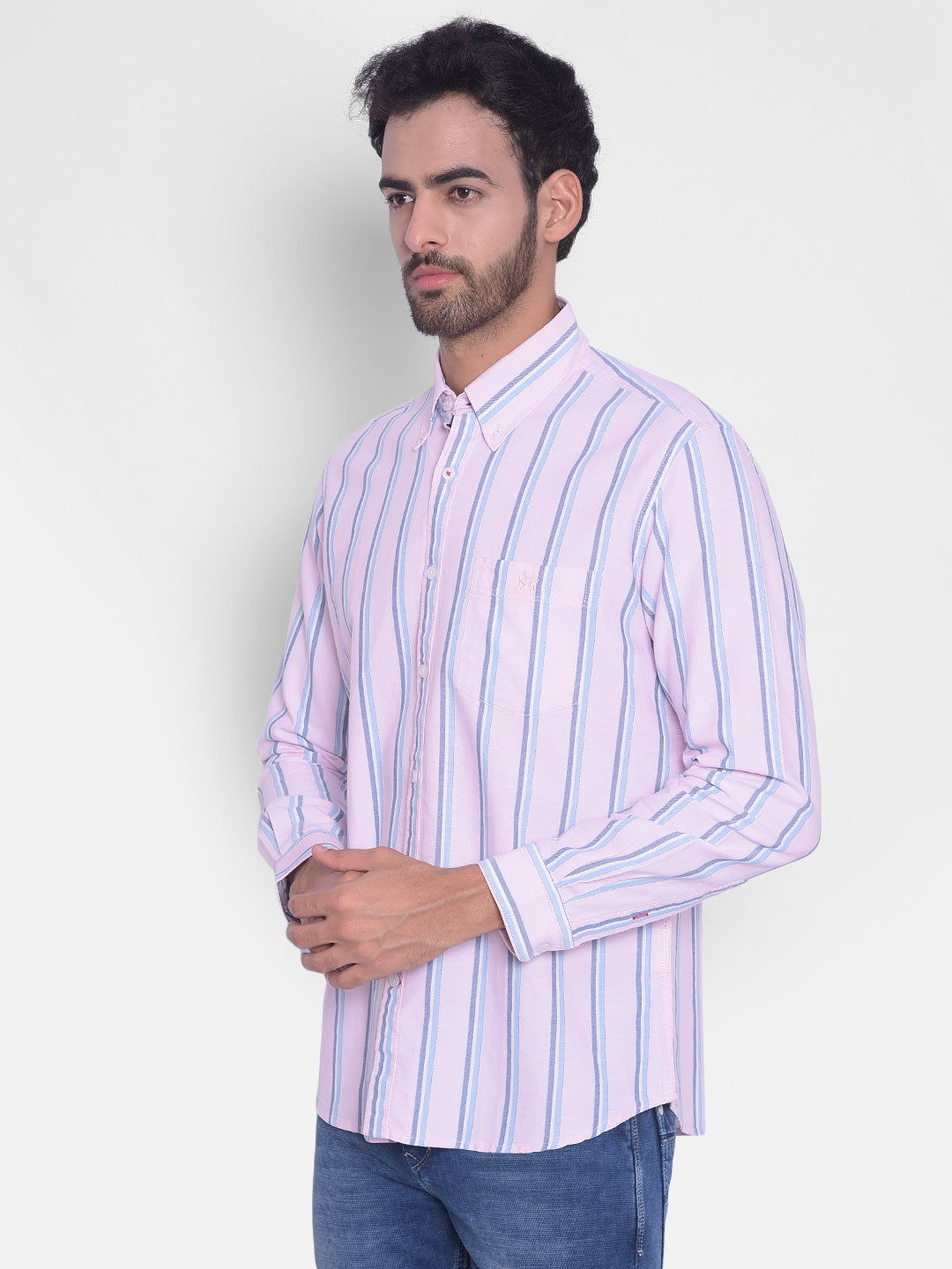 Pink Striped Shirt-Mens Shirts-Crimsoune Club