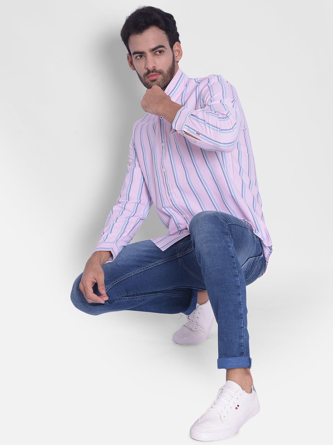 Pink Striped Shirt-Mens Shirts-Crimsoune Club