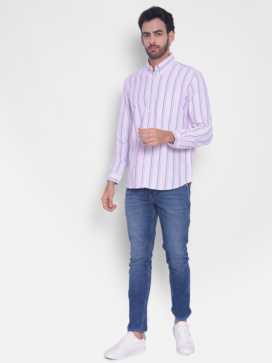 Pink Striped Shirt-Mens Shirts-Crimsoune Club