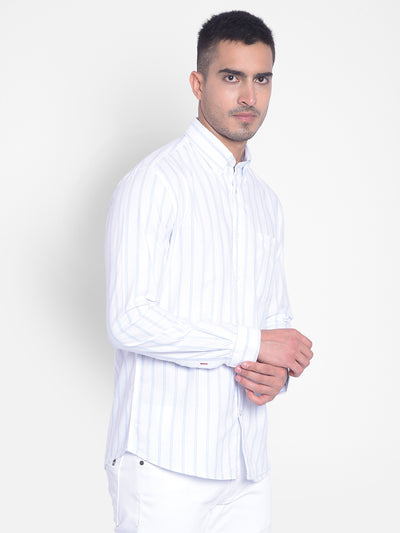 White Striped Shirt-Men Jeans-Crimsoune Club