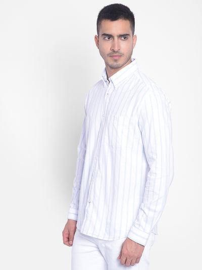 White Striped Shirt-Men Jeans-Crimsoune Club