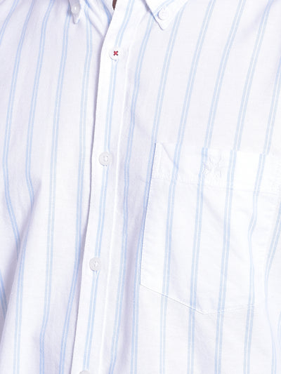 White Striped Shirt-Men Jeans-Crimsoune Club