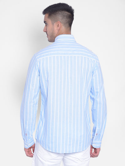 Blue Striped Shirt-Men Jeans-Crimsoune Club