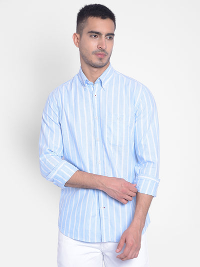 Blue Striped Shirt-Men Jeans-Crimsoune Club