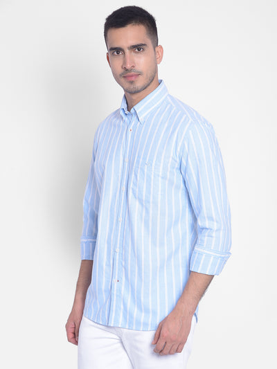 Blue Striped Shirt-Men Jeans-Crimsoune Club