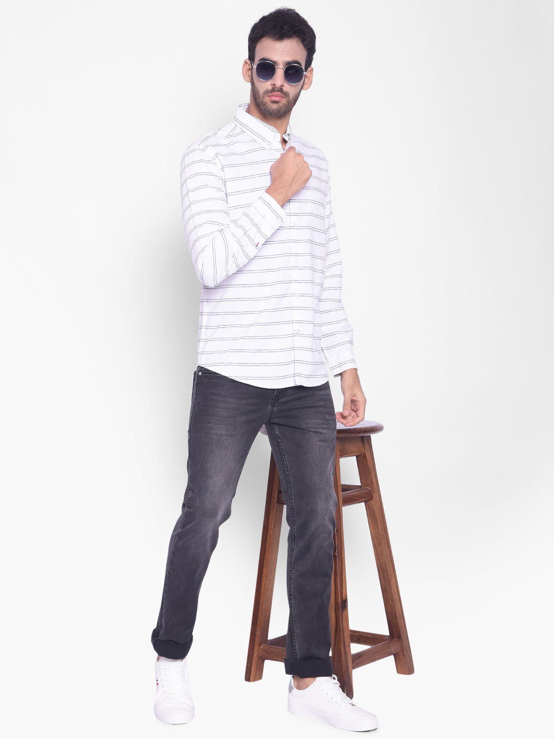 White Striped Shirt-Mens Shirts-Crimsoune Club