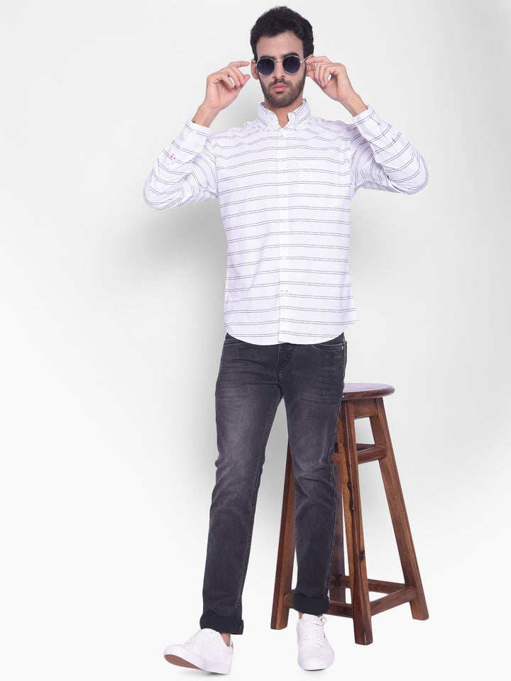 White Striped Shirt-Mens Shirts-Crimsoune Club