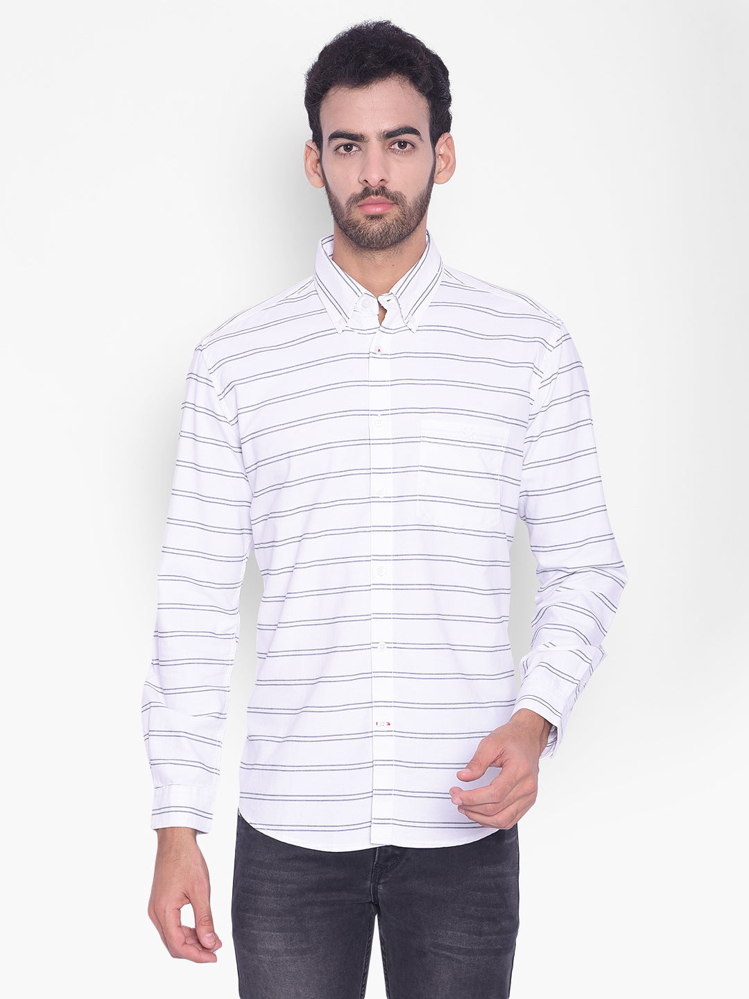 White Striped Shirt-Mens Shirts-Crimsoune Club