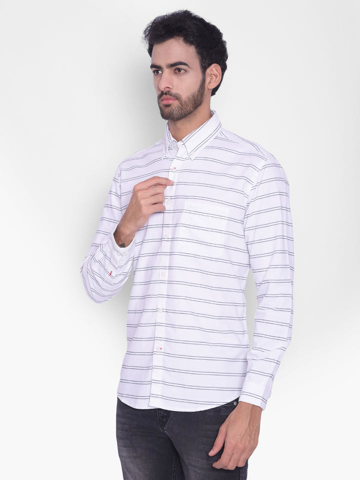 White Striped Shirt-Mens Shirts-Crimsoune Club