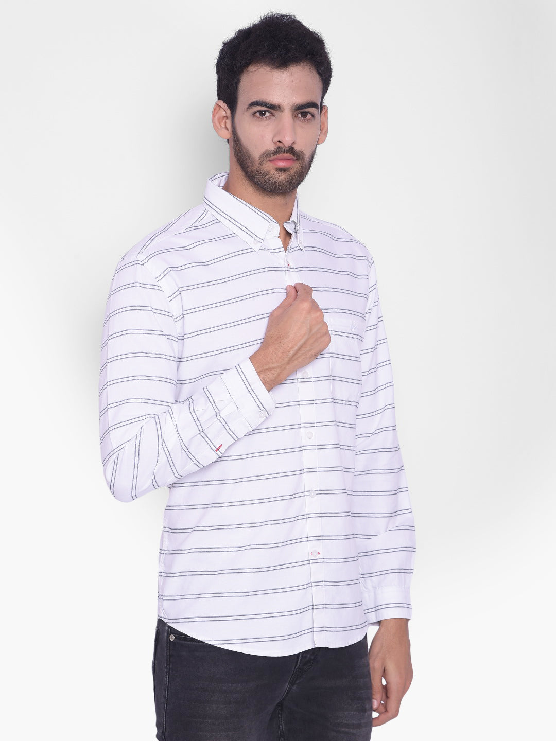 White Striped Shirt-Mens Shirts-Crimsoune Club