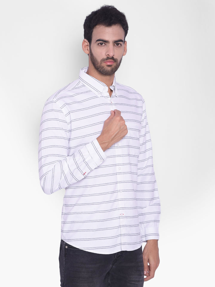 White Striped Shirt-Mens Shirts-Crimsoune Club
