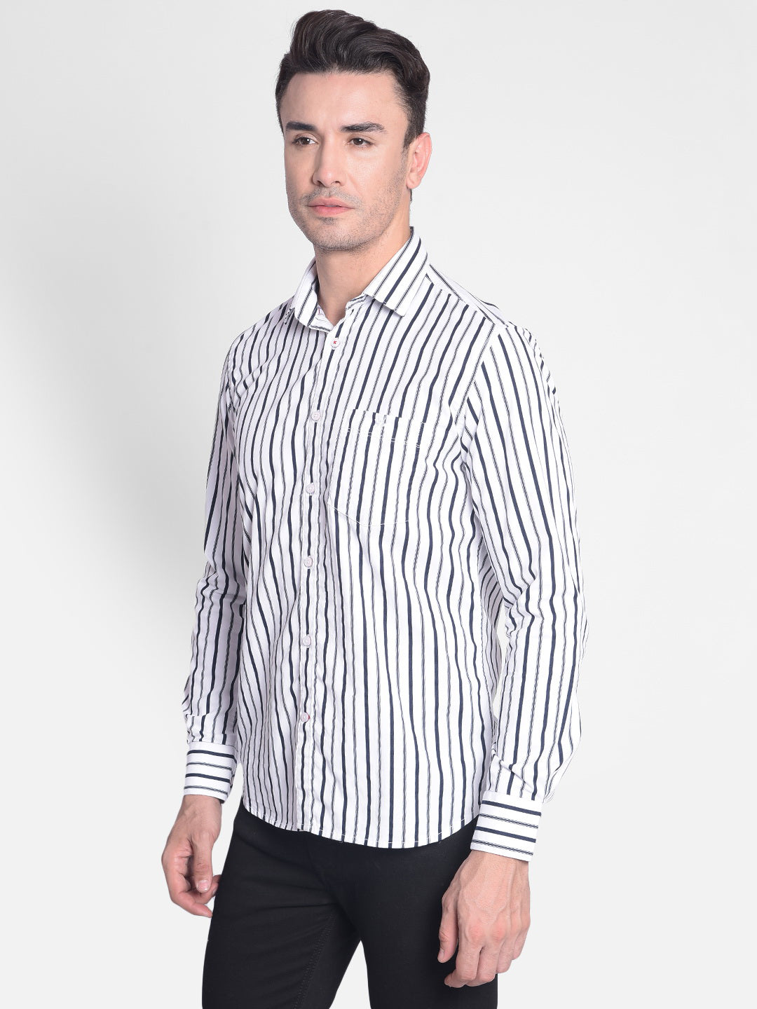 White Striped Shirt-Men shirts-Crimsoune Club