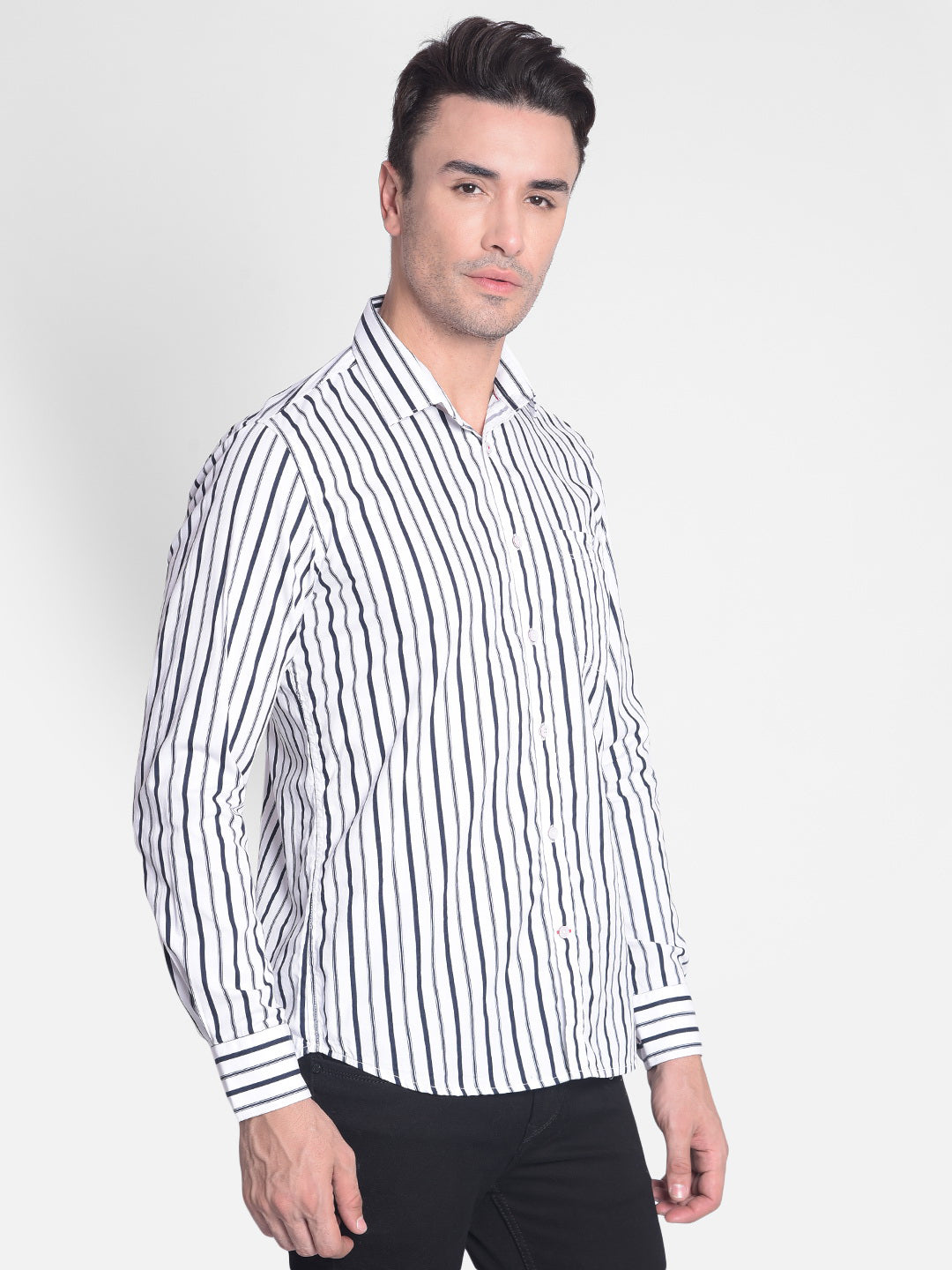 White Striped Shirt-Men shirts-Crimsoune Club