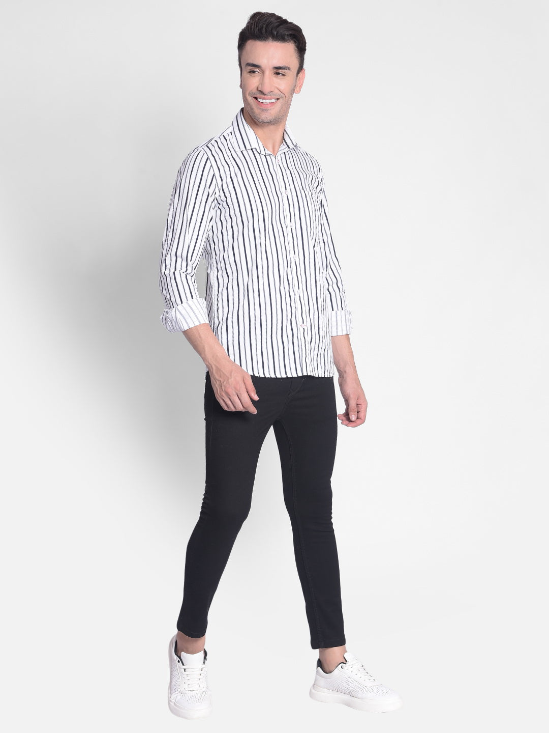 White Striped Shirt-Men shirts-Crimsoune Club