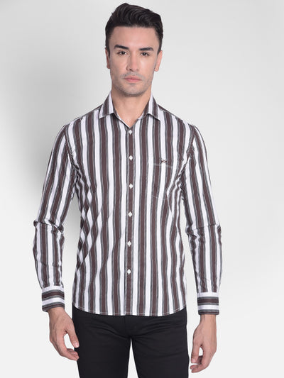 Brown Striped Shirt-Men shirts-Crimsoune Club