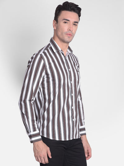 Brown Striped Shirt-Men shirts-Crimsoune Club