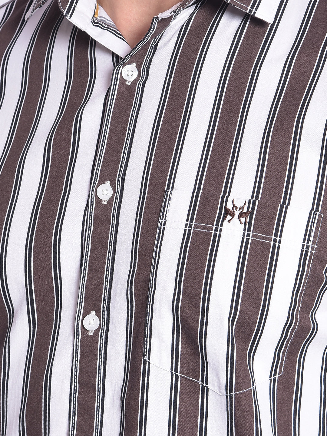 Brown Striped Shirt-Men shirts-Crimsoune Club