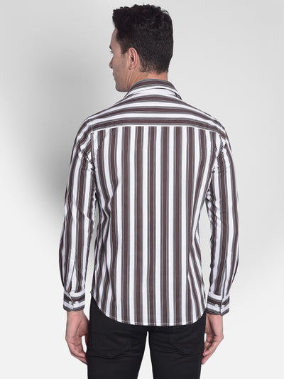 Brown Striped Shirt-Men shirts-Crimsoune Club