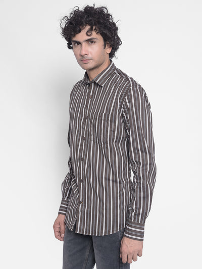 Brown Striped Shirt-Men Shirts-Crimsoune Club