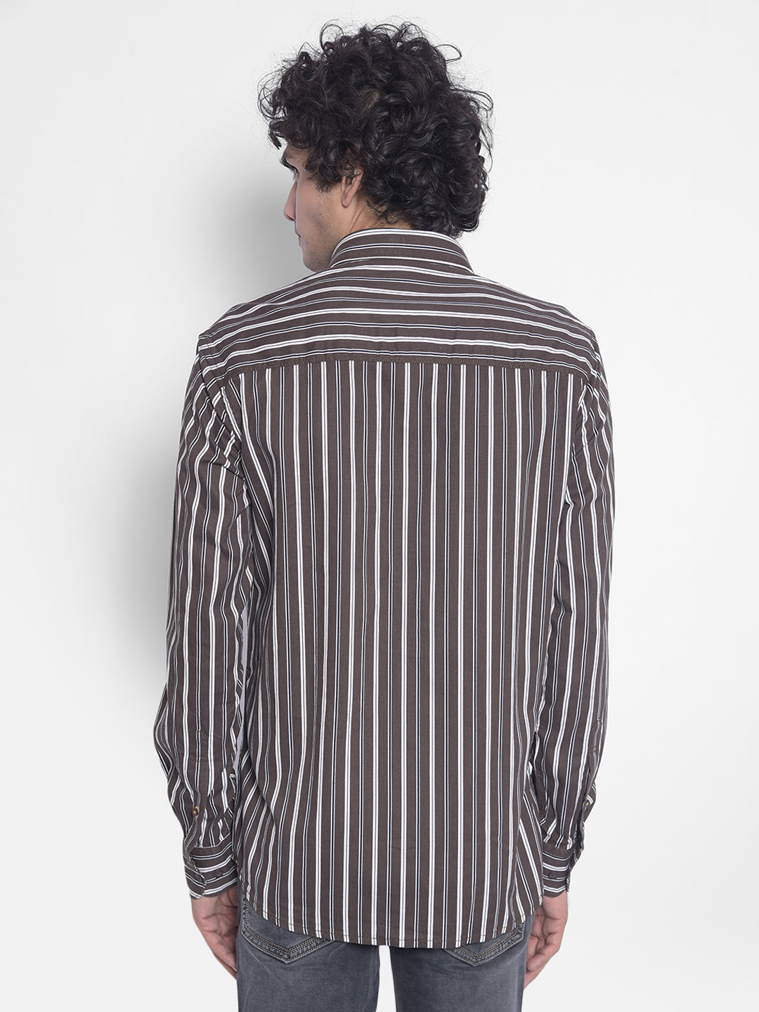 Brown Striped Shirt-Men Shirts-Crimsoune Club