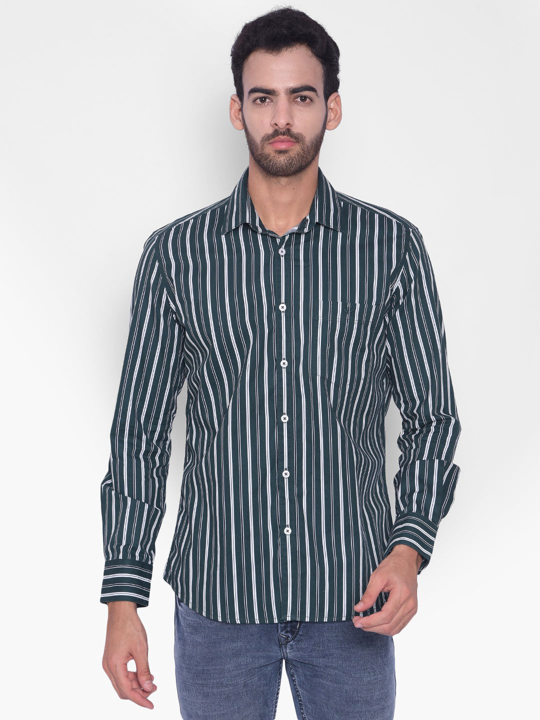 Green Striped Shirt-Mens Shirts-Crimsoune Club