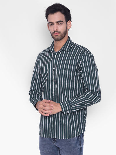 Green Striped Shirt-Mens Shirts-Crimsoune Club